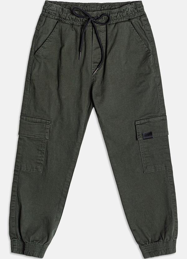 Youccie - Calça Cargo de Sarja Verde Militar Verde