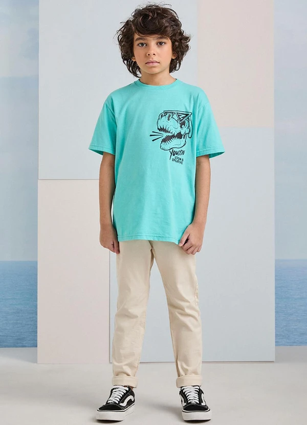 Youccie - Calça Casual de Sarja Bege com Cadarço Bege 3