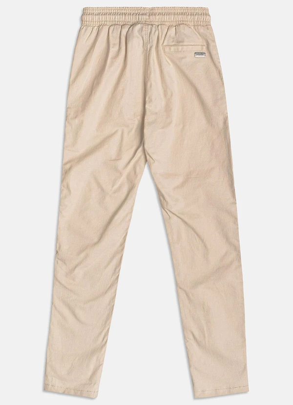 Youccie - Calça Casual de Sarja Bege com Cadarço Bege 6