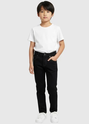 Carinhoso - Calça Chino em Sarja Menino Preto - CARINHOSO