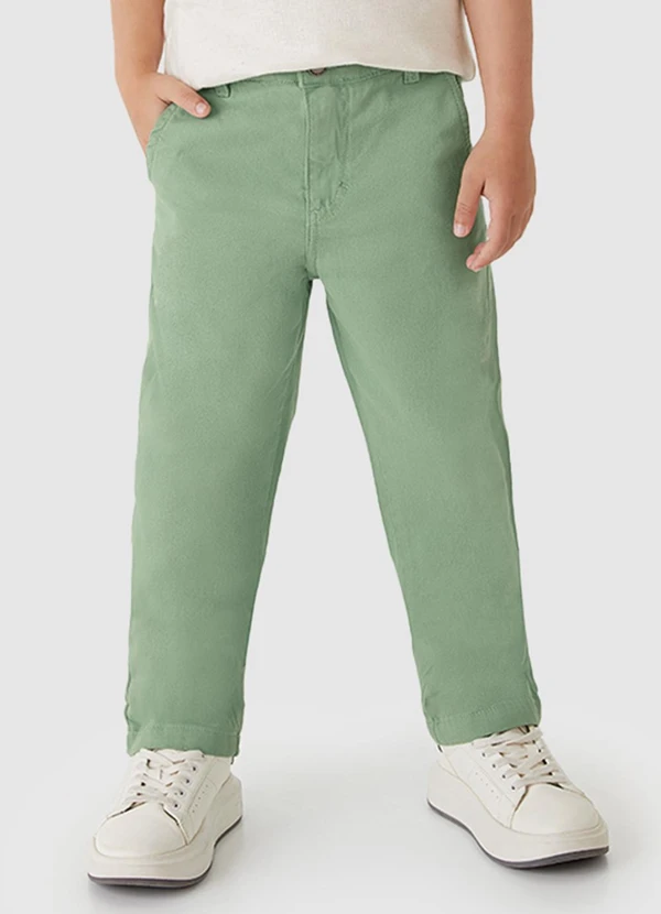 Carinhoso - Calça Chino em Sarja Menino Verde Menta