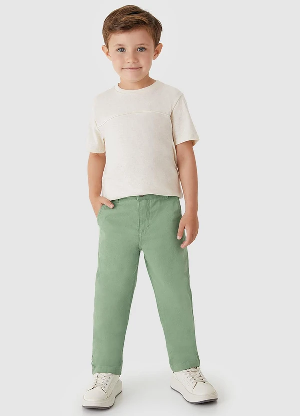 Carinhoso - Calça Chino em Sarja Menino Verde Menta 2