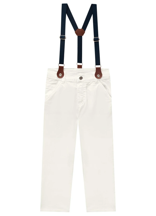 Milon - Calça com Suspensório Infantil Menino Jeans Off W