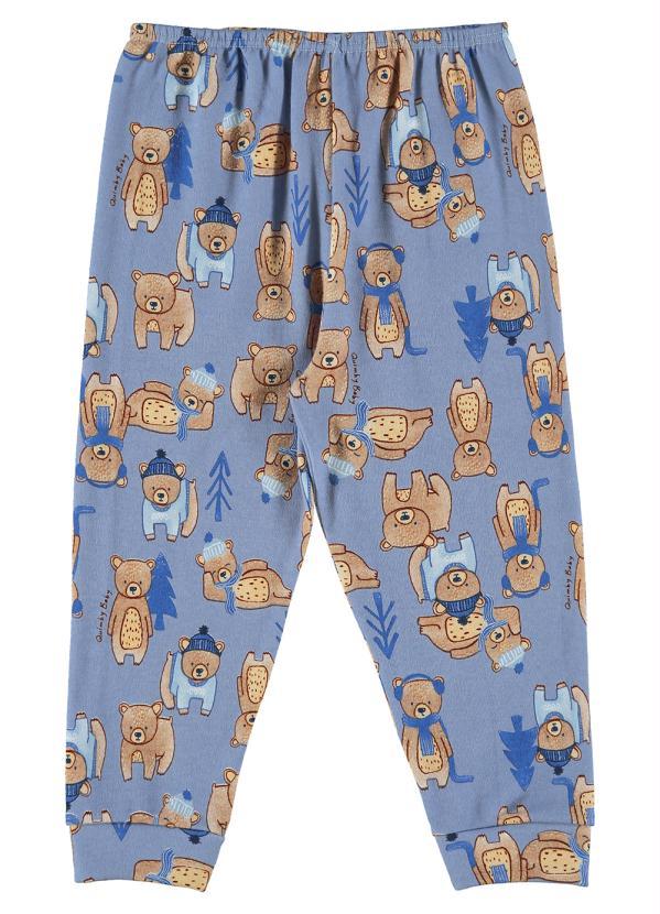 Quimby - Calça Culote Bebê em Suedine Azul