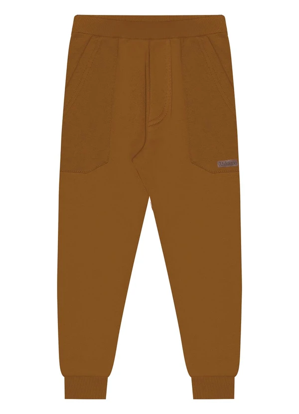 Alakazoo - Calça de Moletom Felpado com Bolsos Laranja