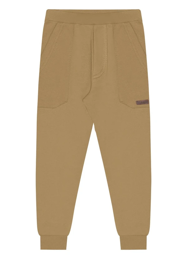Alakazoo - Calça de Moletom Felpado Menino com Bolsos Bege