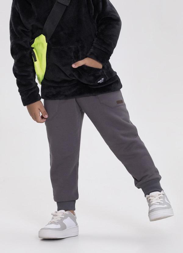 Alakazoo - Calça de Moletom Felpado Menino com Bolsos Cinza