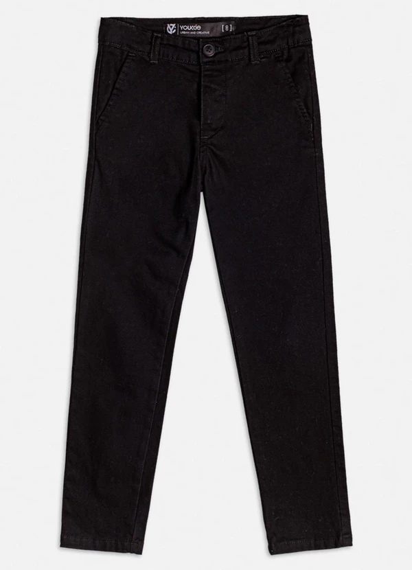 Youccie - Calça de Sarja Casual Preta Preto
