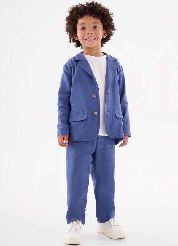 Up Baby - Calça em Linho Infantil para Meninos Azul 2