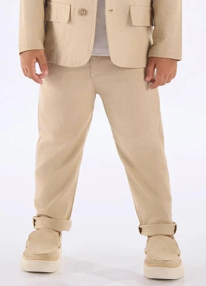 Up Baby - Calça em Linho para Menino Bege - UP BABY