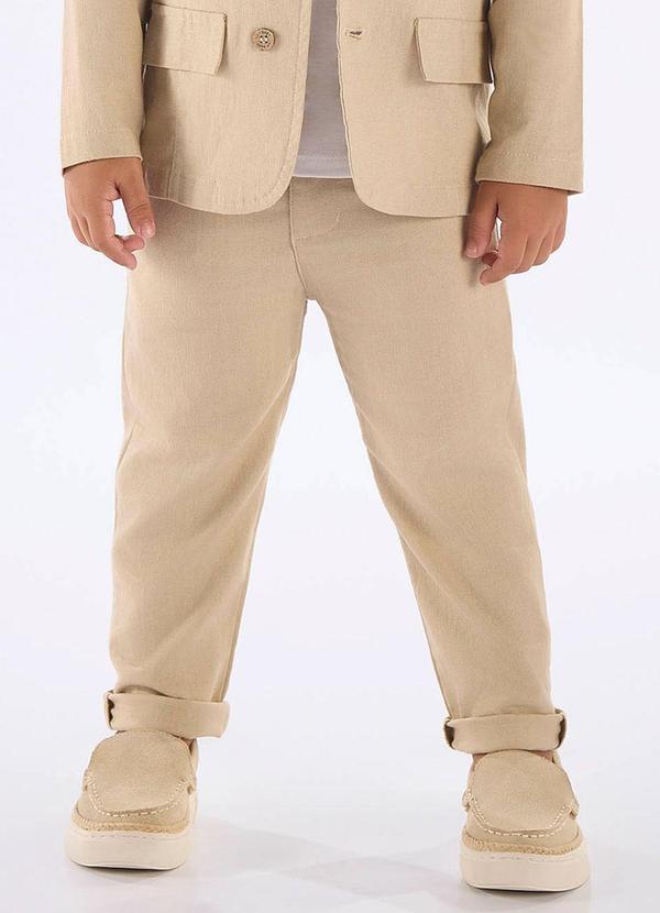 Up Baby - Calça em Linho para Menino Bege
