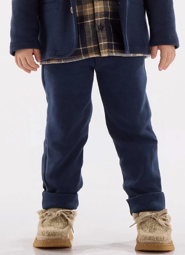 Up Baby - Calça em Malha Alfaiataria Azul