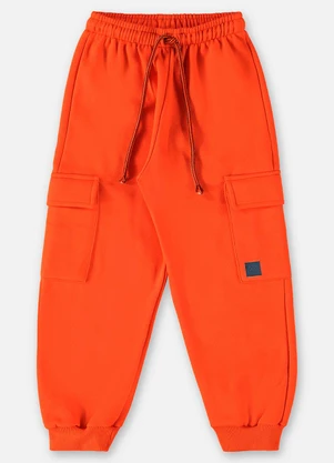 Up Baby - Calça em Moletom Infantil Menino Laranja - UP BABY