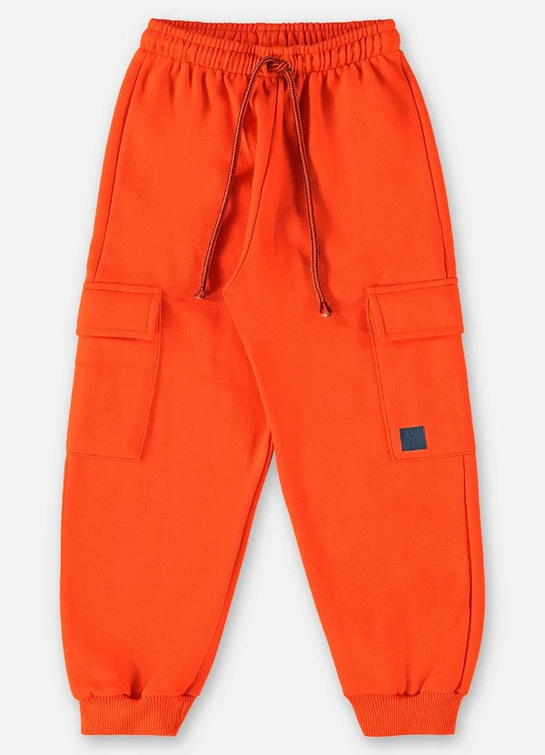 Up Baby - Calça em Moletom Infantil Menino Laranja