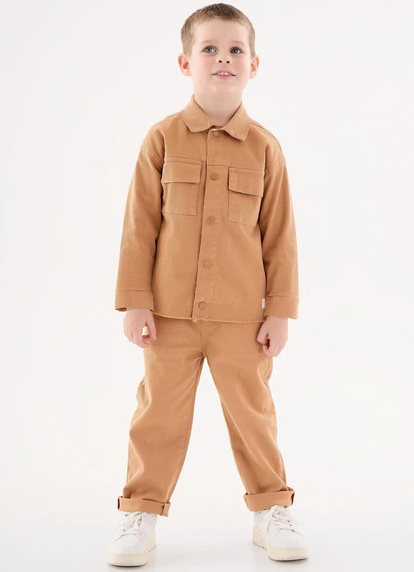 Up Baby - Calça em Sarja Infantil para Menino Marrom 2