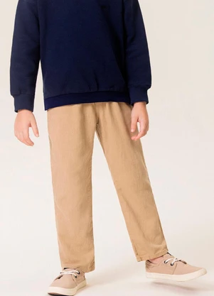 Bugbee - Calça Infantil Bag em Sarja Bege - BUGBEE