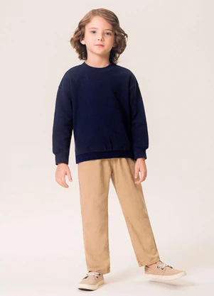 Bugbee - Calça Infantil Bag em Sarja Bege - BUGBEE
