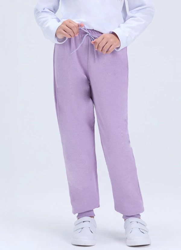 Vida Costeira - Calça Infantil de Moletom Algodão Avulsa Lilás