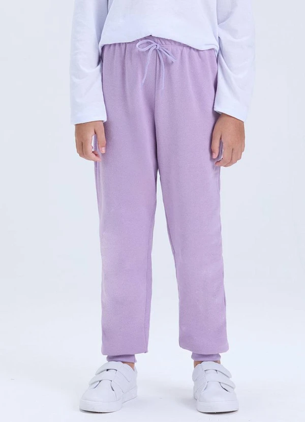 Vida Costeira - Calça Infantil de Moletom Algodão Avulsa Lilás 2