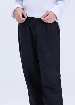 Vida Costeira - Calça Infantil de Moletom Algodão Avulsa Preto - VIDA COSTEIRA