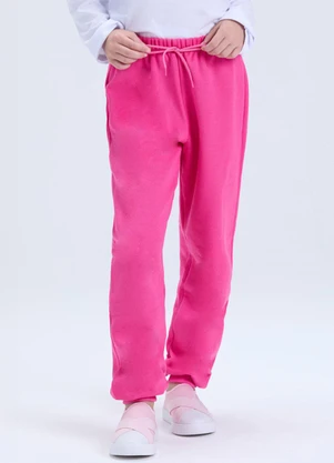 Vida Costeira - Calça Infantil de Moletom Algodão Avulsa Rosa - VIDA COSTEIRA