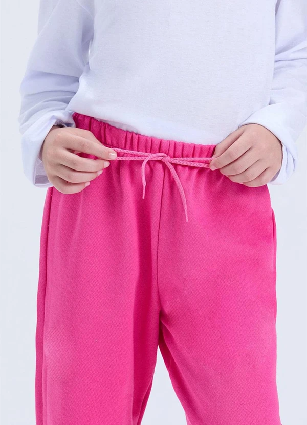 Vida Costeira - Calça Infantil de Moletom Algodão Avulsa Rosa 2