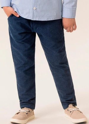 Bugbee - Calça Infantil em Flanela Lisa Azul - BUGBEE