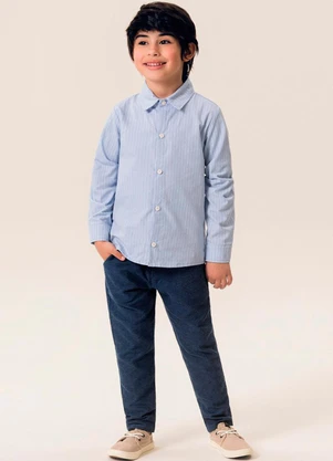 Bugbee - Calça Infantil em Flanela Lisa Azul - BUGBEE
