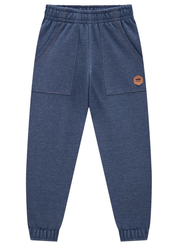 Marlan - Calça Infantil em Moletinho Jeans Azul