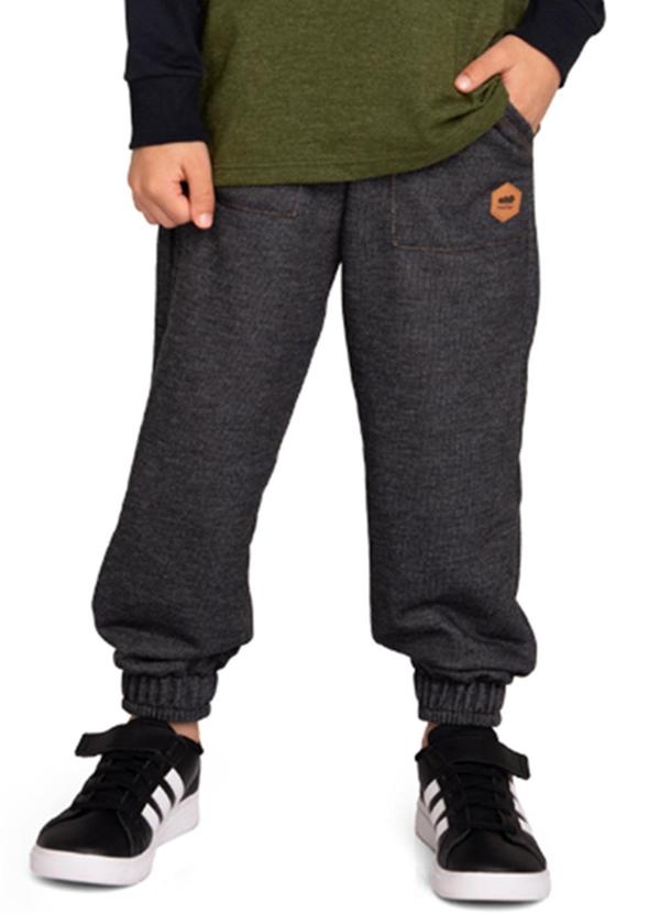 Marlan - Calça Infantil em Moletinho Jeans Cinza