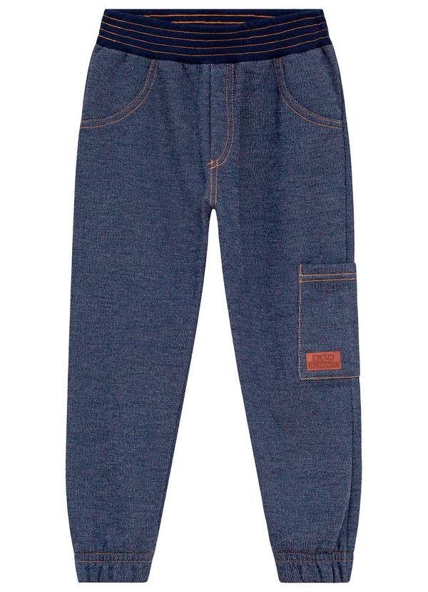 Ddk - Calça Infantil em Moletom Jeans com Bolso Azul