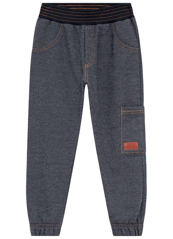 Ddk - Calça Infantil em Moletom Jeans com Bolso Preto