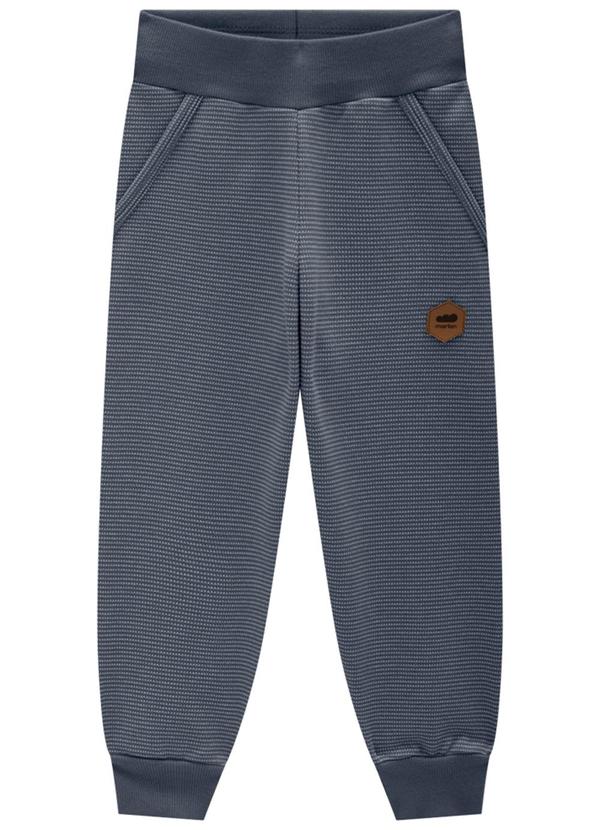 Marlan - Calça Infantil em Moletom Quadriculado Azul
