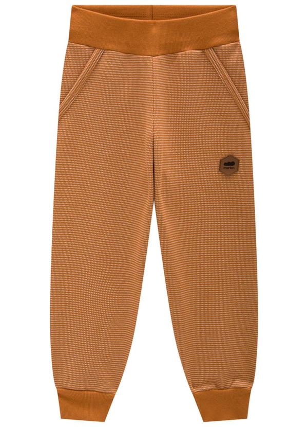Marlan - Calça Infantil em Moletom Quadriculado Marrom 2