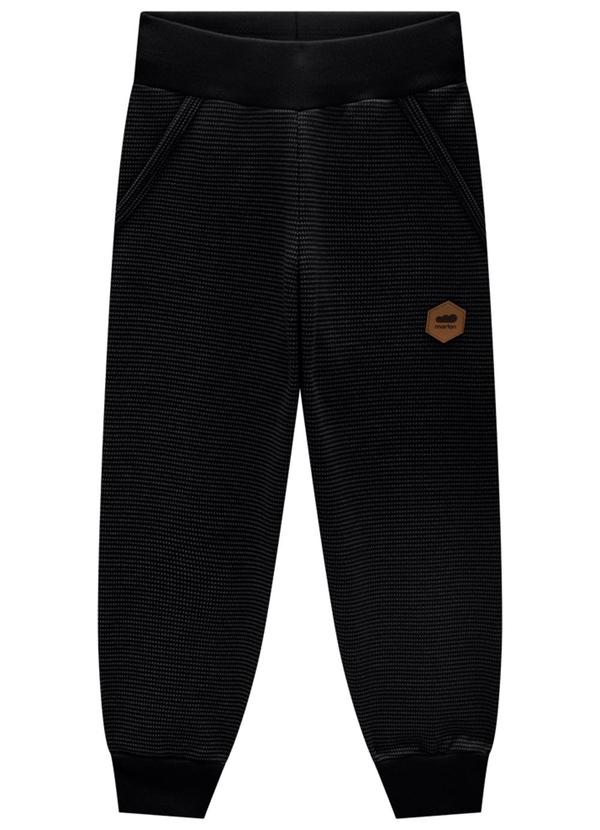 Marlan - Calça Infantil em Moletom Quadriculado Preto