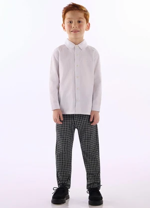 Up Baby - Calça Infantil Jacquard Pontilhado Preto - UP BABY
