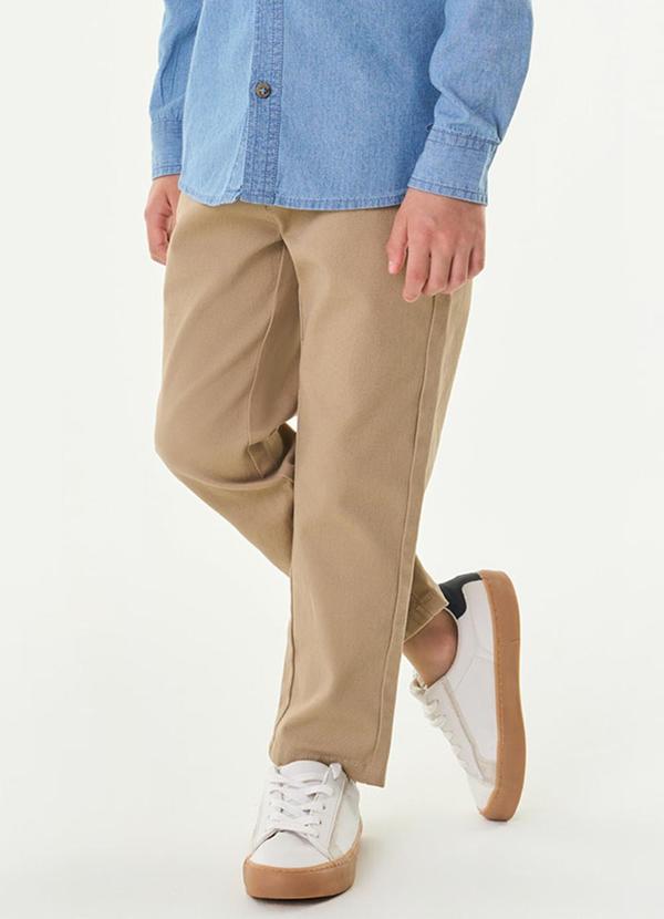 Trick Nick - Calça Infantil Masculina em Sarja Marrom