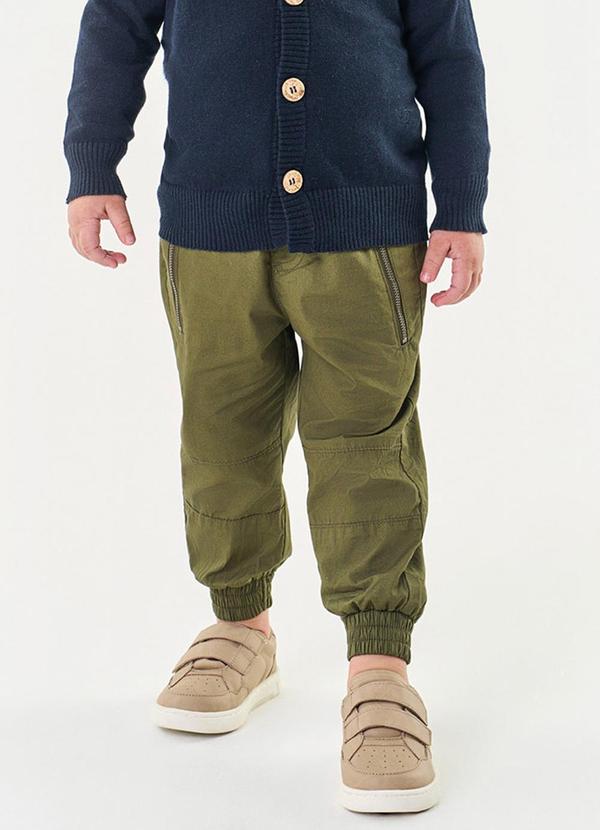 Trick Nick - Calça Infantil Masculina em Sarja Verde