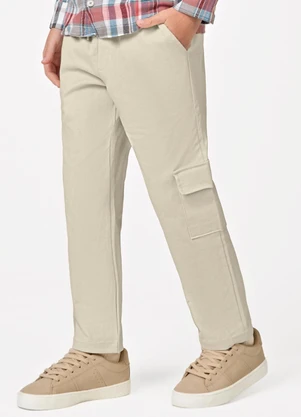 Trick Nick - Calça Infantil Masculina Sarja Cotton Bege - TRICK NICK