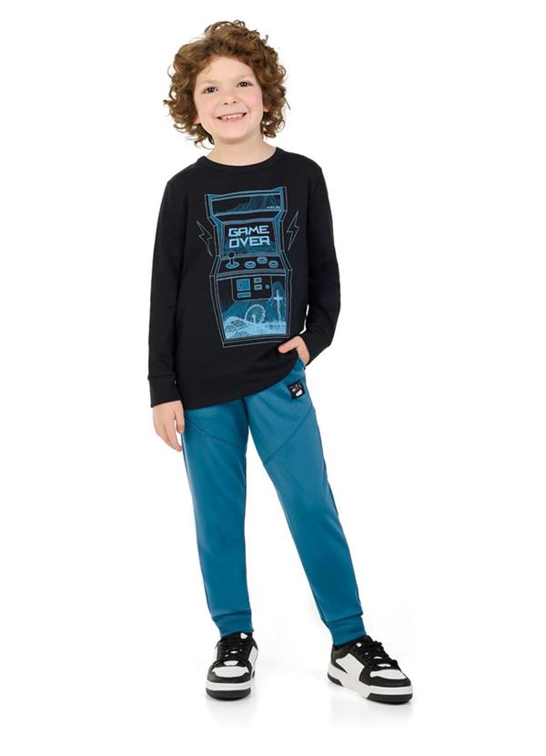 Marlan - Calça Infantil Menino em Malha Newtech Azul