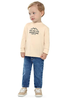 Colorittá - Calça Infantil Menino Moletom Jeans Azul - COLORITTÁ