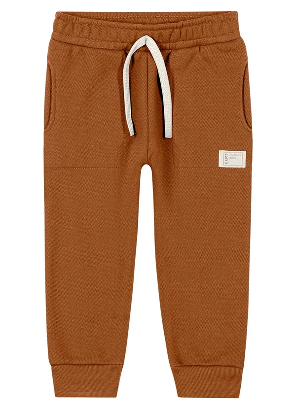 Colorittá - Calça Infantil Menino Moletom Piquê Marrom