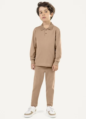 Colorittá - Calça Infantil Texturizada Cós Ajustável Marrom - COLORITTÁ