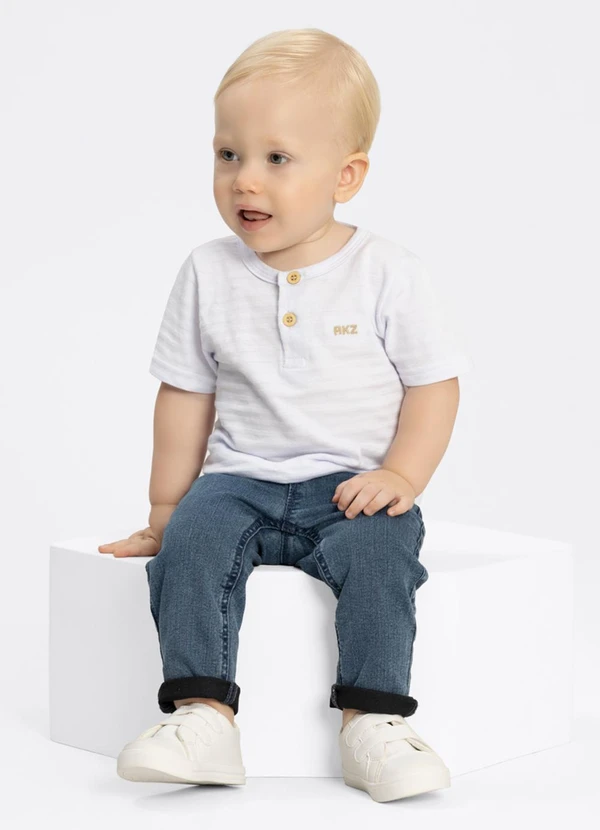 Alakazoo - Calça Jeans Bebê Menino com Elastano Azul 3