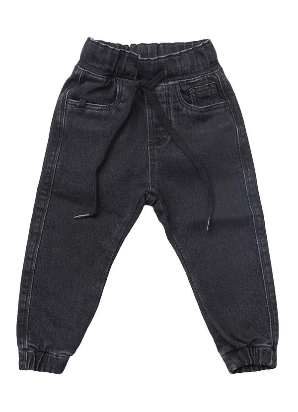 Sun Place - Calça Jeans Bebê Menino Jogger Preto