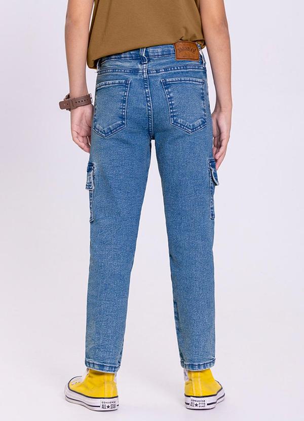 Alakazoo - Calça Jeans Jogger Infantil com Bolso Cargo Azul 2