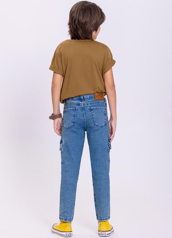 Alakazoo - Calça Jeans Jogger Infantil com Bolso Cargo Azul 4