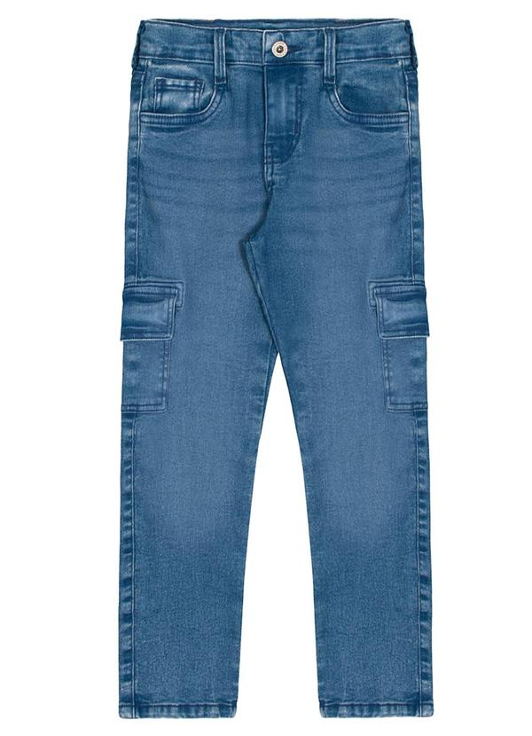 Alakazoo - Calça Jeans Jogger Infantil com Bolso Cargo Azul 5