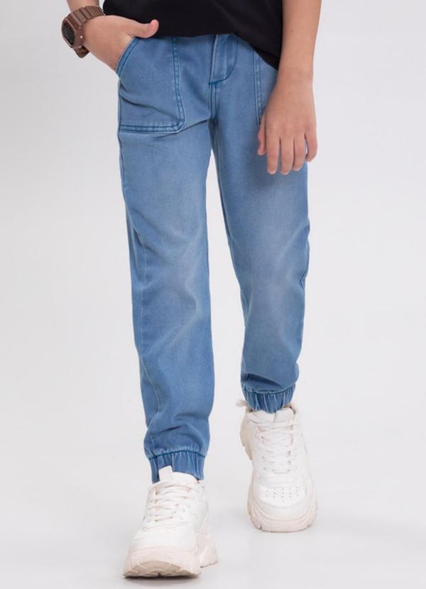 Alakazoo - Calça Jeans Jogging com Bolsos e Elastano Azul