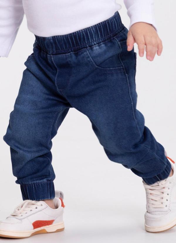 Alakazoo - Calça Jeans Jogging Infantil com Elastano Azul